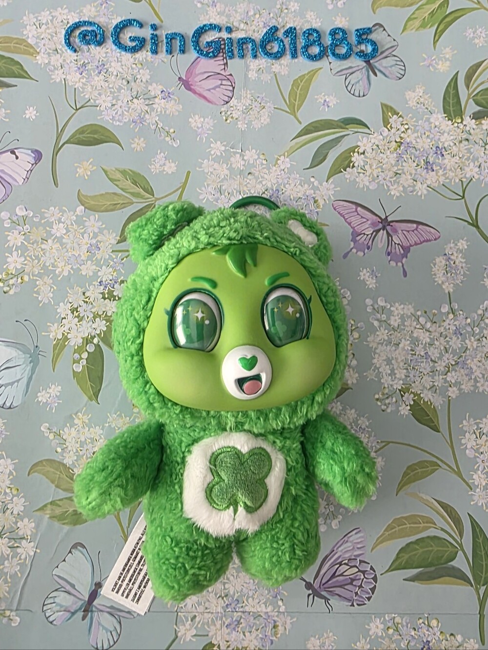 Care Bears Caring Cuties 6" Vinyl Plush Pendant (Good Luck Bear) NEW